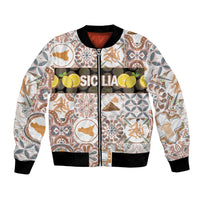 Personalized Sicilia National Symbols With Mosaic Motifs Bomber Jacket