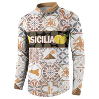 Personalized Sicilia National Symbols With Mosaic Motifs Button Sweatshirt