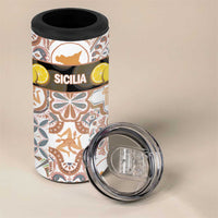 Personalized Sicilia National Symbols With Mosaic Motifs 4 in 1 Can Cooler Tumbler