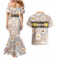 Personalized Sicilia National Symbols With Mosaic Motifs Couples Matching Mermaid Dress and Hawaiian Shirt