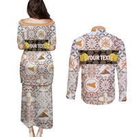 Personalized Sicilia National Symbols With Mosaic Motifs Couples Matching Puletasi and Long Sleeve Button Shirt