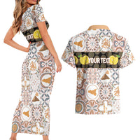 Personalized Sicilia National Symbols With Mosaic Motifs Couples Matching Short Sleeve Bodycon Dress and Hawaiian Shirt