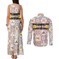 Personalized Sicilia National Symbols With Mosaic Motifs Couples Matching Tank Maxi Dress and Long Sleeve Button Shirt