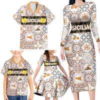 Personalized Sicilia National Symbols With Mosaic Motifs Family Matching Long Sleeve Bodycon Dress and Hawaiian Shirt