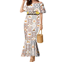 Personalized Sicilia National Symbols With Mosaic Motifs Family Matching Mermaid Dress and Hawaiian Shirt