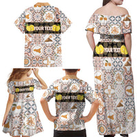 Personalized Sicilia National Symbols With Mosaic Motifs Family Matching Off Shoulder Maxi Dress and Hawaiian Shirt