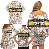 Personalized Sicilia National Symbols With Mosaic Motifs Family Matching Off Shoulder Short Dress and Hawaiian Shirt