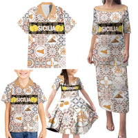 Personalized Sicilia National Symbols With Mosaic Motifs Family Matching Puletasi and Hawaiian Shirt