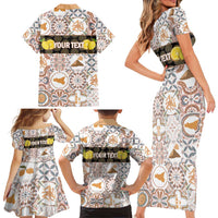 Personalized Sicilia National Symbols With Mosaic Motifs Family Matching Short Sleeve Bodycon Dress and Hawaiian Shirt