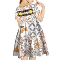 Personalized Sicilia National Symbols With Mosaic Motifs Kid Short Sleeve Dress