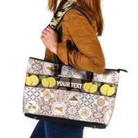 Personalized Sicilia National Symbols With Mosaic Motifs Leather Tote Bag