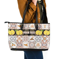 Personalized Sicilia National Symbols With Mosaic Motifs Leather Tote Bag
