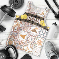 Personalized Sicilia National Symbols With Mosaic Motifs Men Tank Top