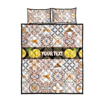 Personalized Sicilia National Symbols With Mosaic Motifs Quilt Bed Set