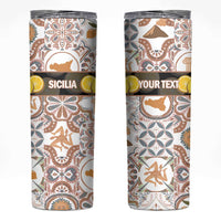 Personalized Sicilia National Symbols With Mosaic Motifs Skinny Tumbler
