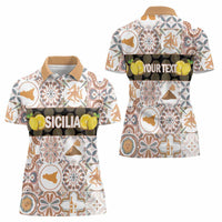 Personalized Sicilia National Symbols With Mosaic Motifs Women Polo Shirt