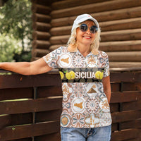 Personalized Sicilia National Symbols With Mosaic Motifs Women Polo Shirt