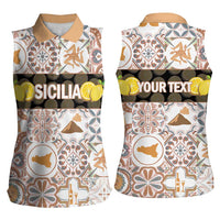 Personalized Sicilia National Symbols With Mosaic Motifs Women Sleeveless Polo Shirt