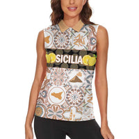 Personalized Sicilia National Symbols With Mosaic Motifs Women Sleeveless Polo Shirt