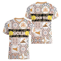 Personalized Sicilia National Symbols With Mosaic Motifs Women V-Neck T-Shirt