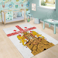 Personalised Georgia Independence Day Area Rug Sameba Cathedral Borjgali Folk Pattern