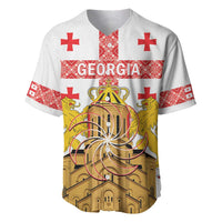 Personalised Georgia Independence Day Baseball Jersey Sameba Cathedral Borjgali Folk Pattern