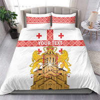 Personalised Georgia Independence Day Bedding Set Sameba Cathedral Borjgali Folk Pattern