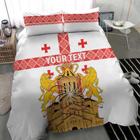 Personalised Georgia Independence Day Bedding Set Sameba Cathedral Borjgali Folk Pattern
