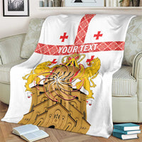 Personalised Georgia Independence Day Blanket Sameba Cathedral Borjgali Folk Pattern