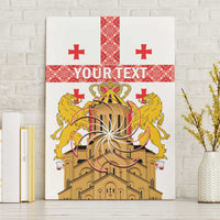 Personalised Georgia Independence Day Canvas Wall Art Sameba Cathedral Borjgali Folk Pattern