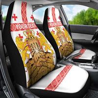 Personalised Georgia Independence Day Car Seat Cover Sameba Cathedral Borjgali Folk Pattern