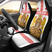 Personalised Georgia Independence Day Car Seat Cover Sameba Cathedral Borjgali Folk Pattern