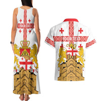 Personalised Georgia Independence Day Couples Matching Tank Maxi Dress and Hawaiian Shirt Sameba Cathedral Borjgali Folk Pattern
