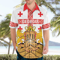 Personalised Georgia Independence Day Hawaiian Shirt Sameba Cathedral Borjgali Folk Pattern