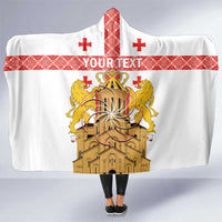 Personalised Georgia Independence Day Hooded Blanket Sameba Cathedral Borjgali Folk Pattern