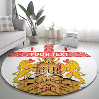 Personalised Georgia Independence Day Round Carpet Sameba Cathedral Borjgali Folk Pattern