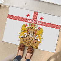 Personalised Georgia Independence Day Rubber Doormat Sameba Cathedral Borjgali Folk Pattern