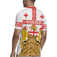 Personalised Georgia Independence Day Rugby Jersey Sameba Cathedral Borjgali Folk Pattern