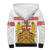 Personalised Georgia Independence Day Sherpa Hoodie Sameba Cathedral Borjgali Folk Pattern