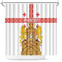 Personalised Georgia Independence Day Shower Curtain Sameba Cathedral Borjgali Folk Pattern