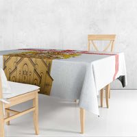 Personalised Georgia Independence Day Tablecloth Sameba Cathedral Borjgali Folk Pattern