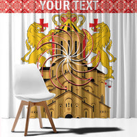 Personalised Georgia Independence Day Window Curtain Sameba Cathedral Borjgali Folk Pattern