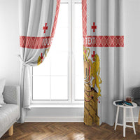 Personalised Georgia Independence Day Window Curtain Sameba Cathedral Borjgali Folk Pattern