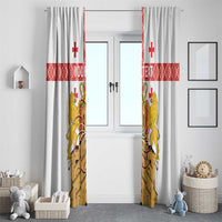 Personalised Georgia Independence Day Window Curtain Sameba Cathedral Borjgali Folk Pattern