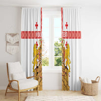 Personalised Georgia Independence Day Window Curtain Sameba Cathedral Borjgali Folk Pattern