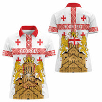 Personalised Georgia Independence Day Women Polo Shirt Sameba Cathedral Borjgali Folk Pattern