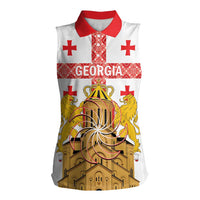 Personalised Georgia Independence Day Women Sleeveless Polo Shirt Sameba Cathedral Borjgali Folk Pattern