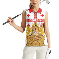 Personalised Georgia Independence Day Women Sleeveless Polo Shirt Sameba Cathedral Borjgali Folk Pattern