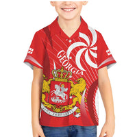 Georgia Independence Day Family Matching Mermaid Dress and Hawaiian Shirt Borjgalo With Coat Of Arms