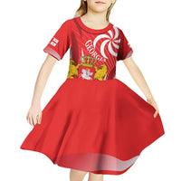 Georgia Independence Day Kid Short Sleeve Dress Borjgalo With Coat Of Arms